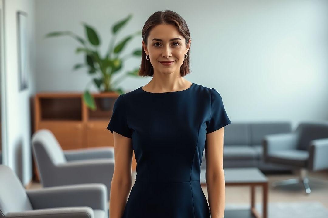 Офисное платье с поясом, светло-серое, длина до колена