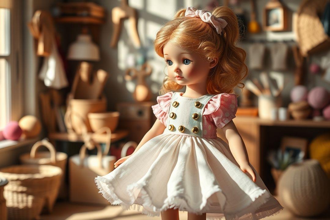  Стильное трикотажное платье с узором для куклы Лоренс 42 см