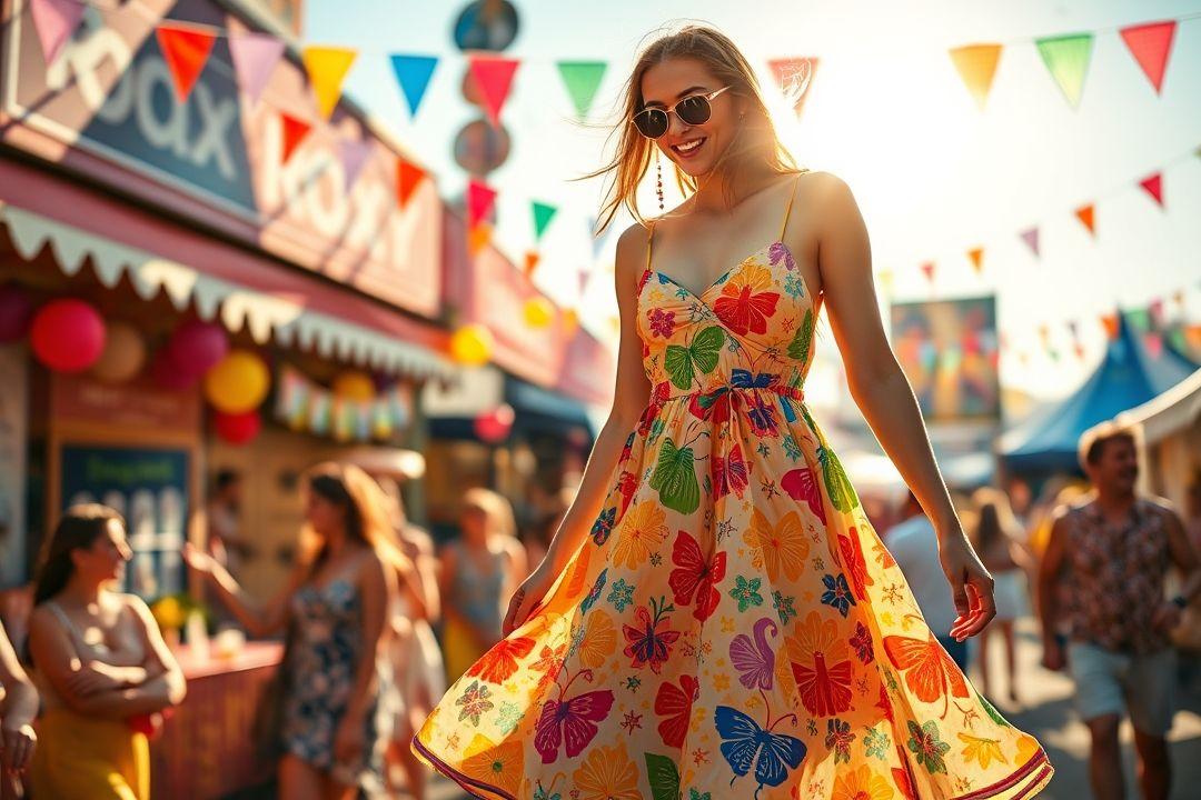 Женское платье Roxy с цветочным узором на улице