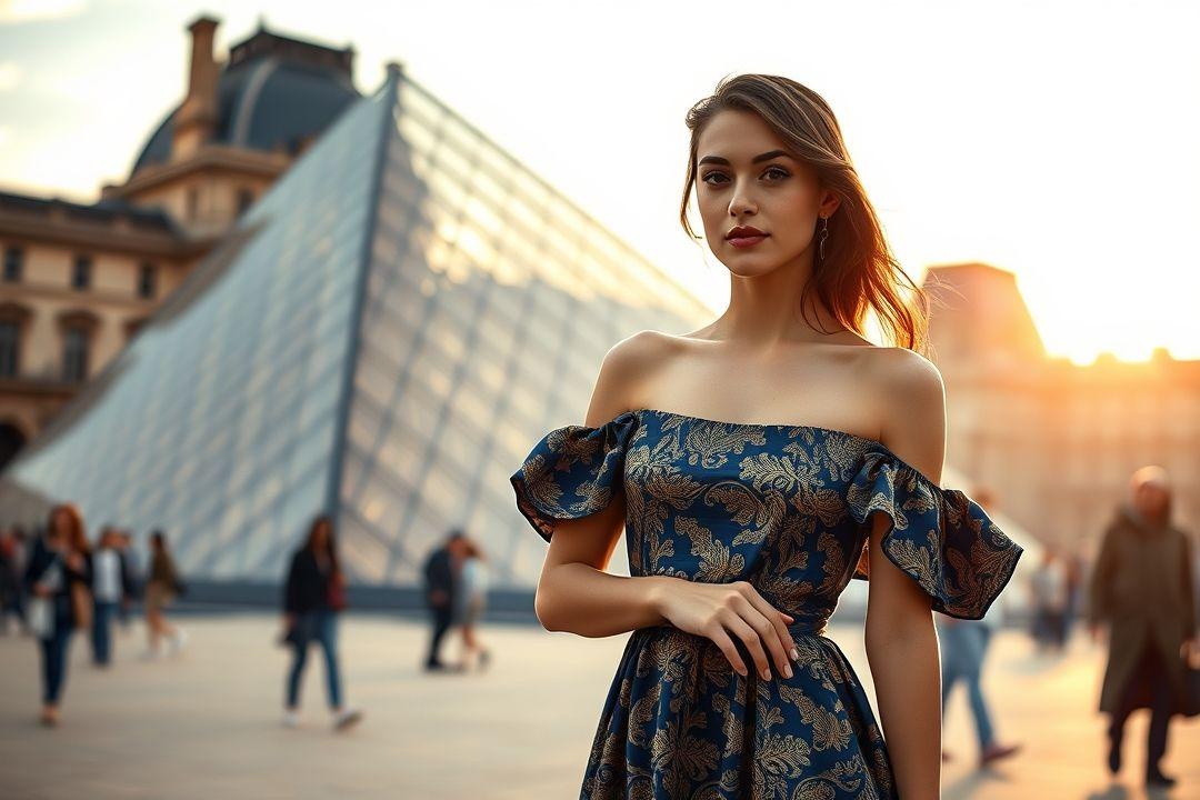  Кружевное платье, с изящными деталями, фон с Эйфелевой башней