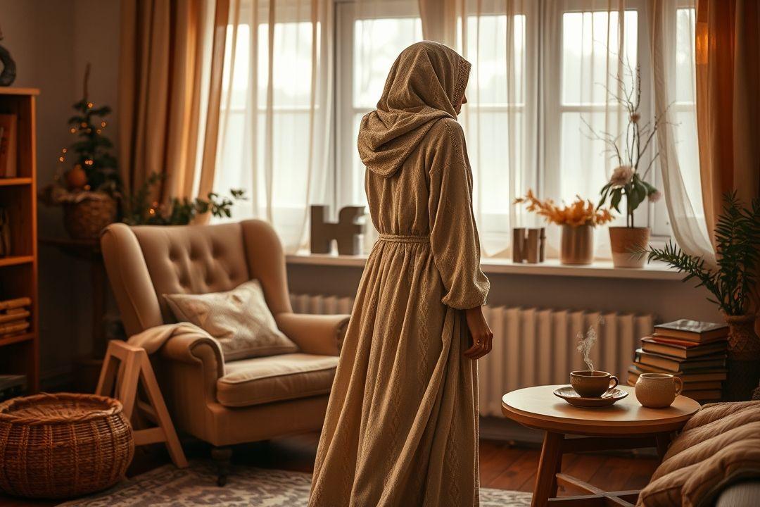Летнее длинное платье с капюшоном, яркий цвет, легкий штапель, на фоне природы