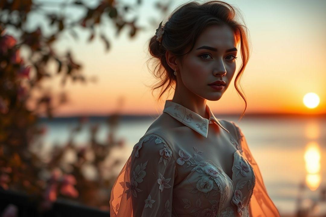Платье с воротником-стойкой из сатина, с открытыми плечами