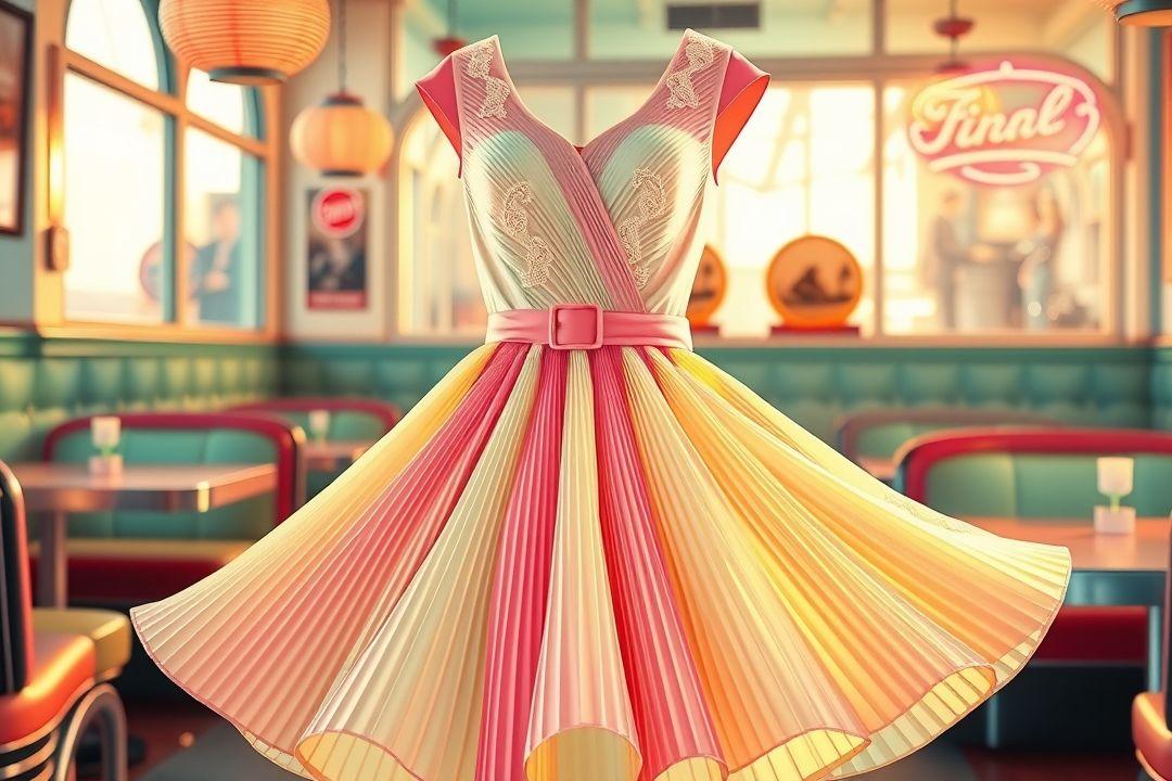 Платье с открытыми плечами и кружевными вставками 50-х