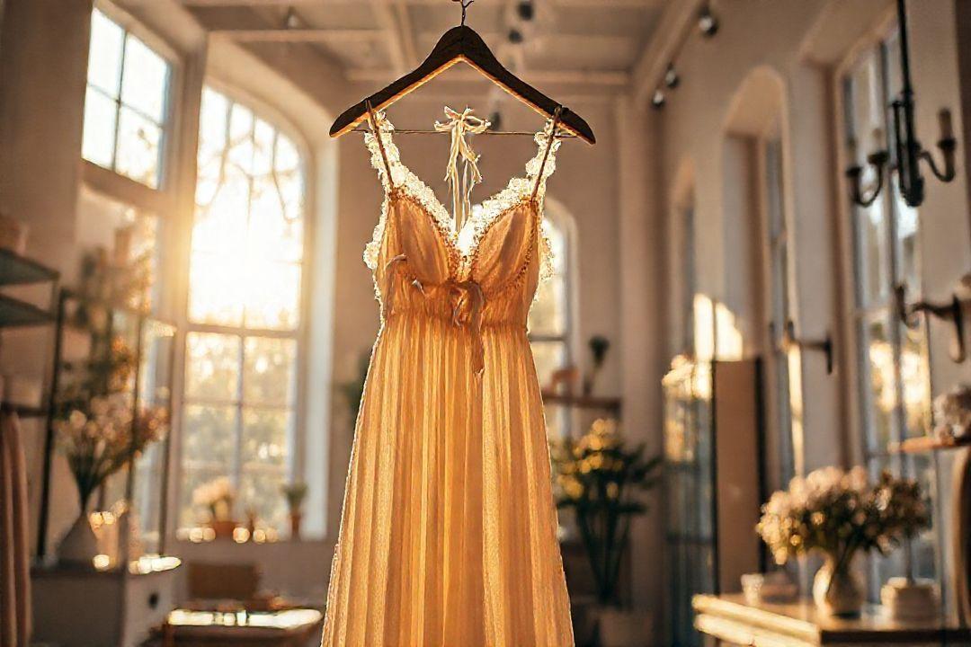Свадебное платье с длинным шлейфом на фоне старинного замка