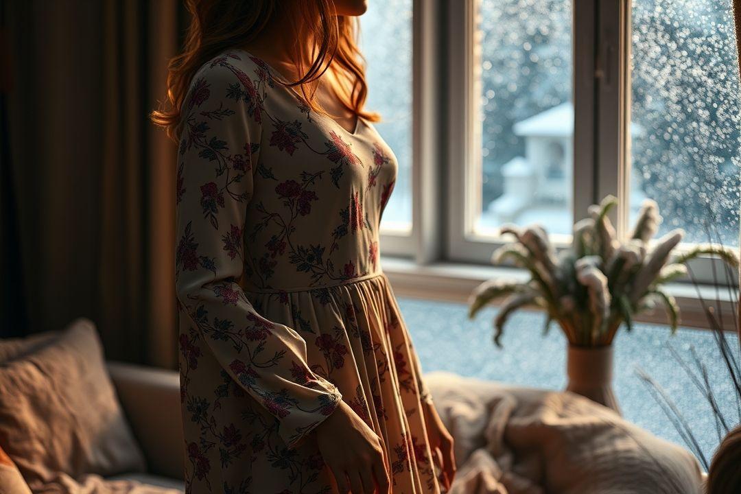 Длинное вечернее платье с блестками и глубоким вырезом