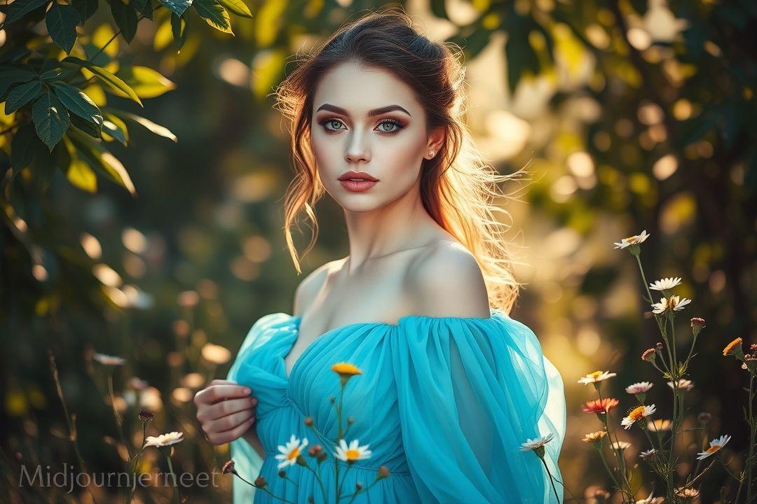  Макияж с блестками и синими тенями для зеленоглазой красавицы