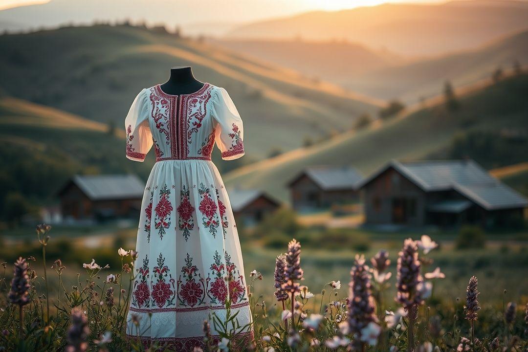 Платье с длинными рукавами и поясом на вешалке