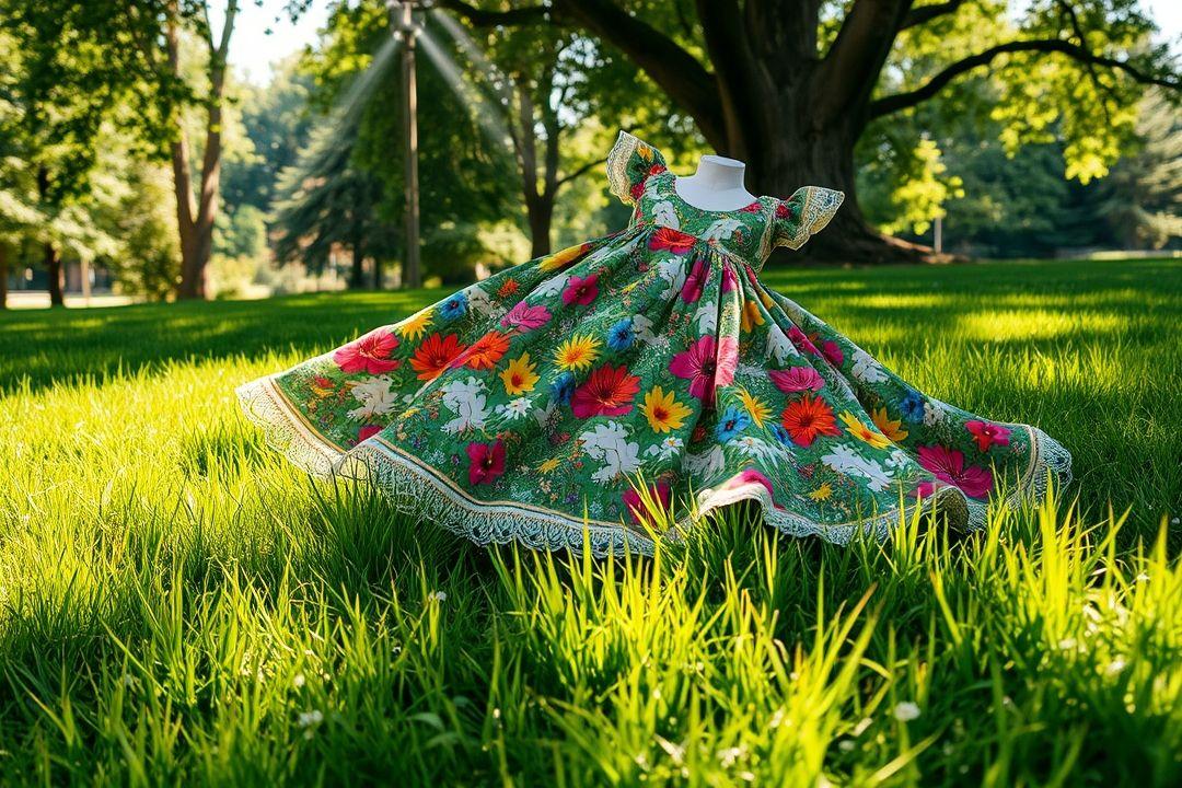 Длинное платье с ярким цветочным узором на пляже