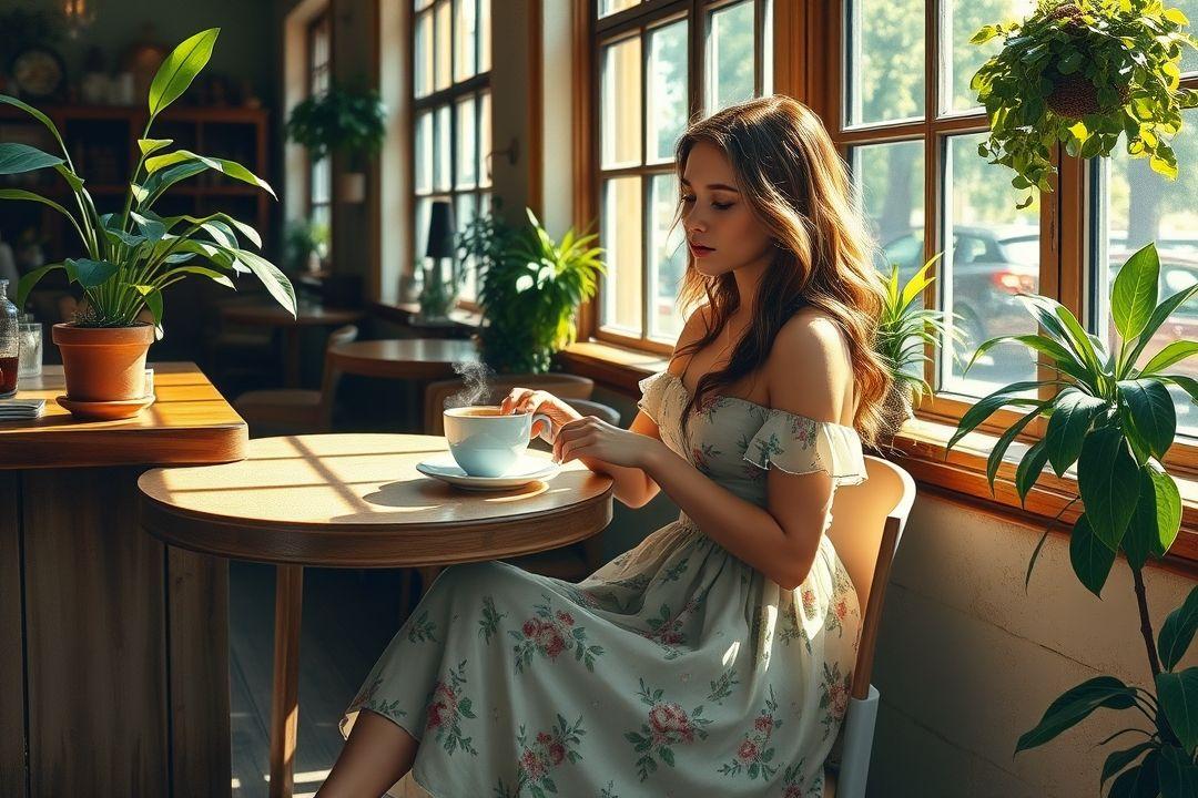 Молодая женщина в платье, танцующая на улице
