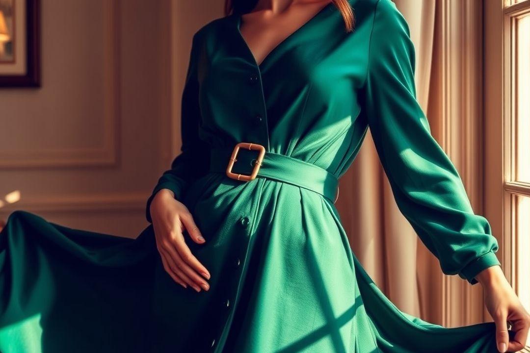 Платье с длинными рукавами, выполненное из джерси