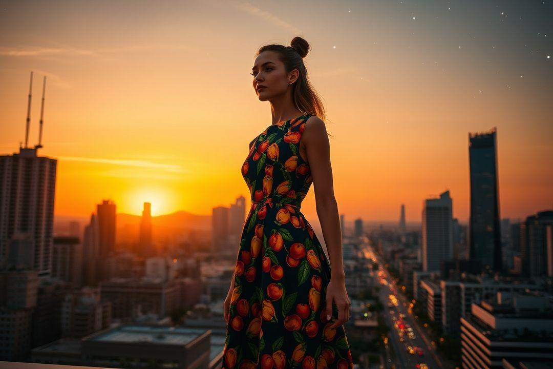 Платье в горох с яркими акцентами