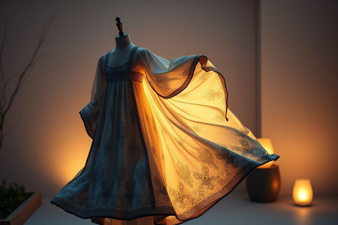 Платье из шёлка с богатой отделкой, вдохновлённое восточной культурой