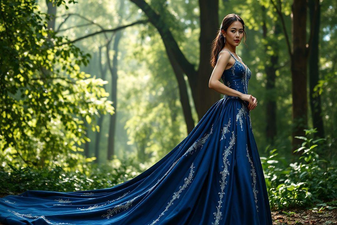 Блестящее платье с пышной юбкой и корсетом