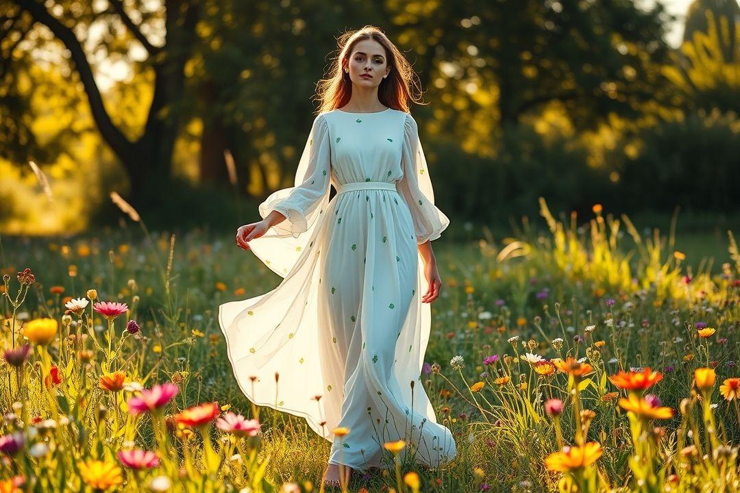 Платье в горошек от Дольче Габбана, желтое с черными горошками, длинная юбка, элегантный воротник