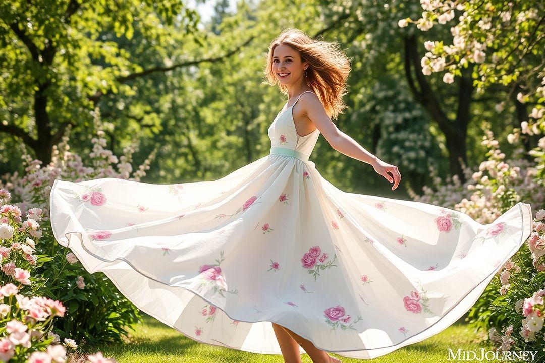Платье с асимметричным подолом, зеленое с белыми точками