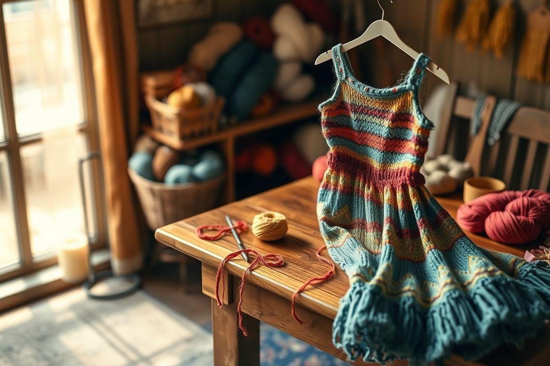Вязаная кокетка платья с мотивами цветов
