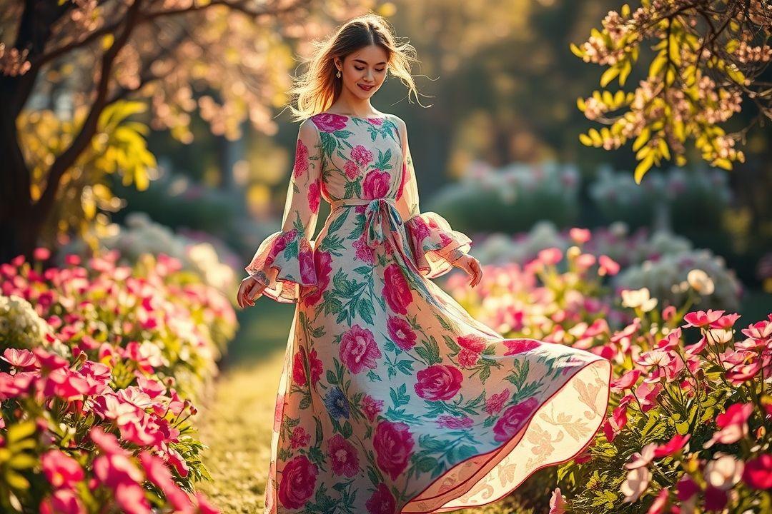 Летнее платье с длинными рукавами и открытыми плечами