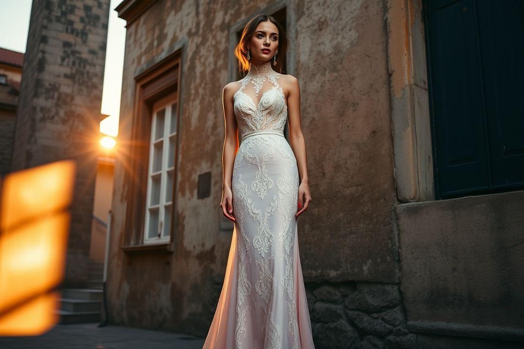 Платье для деловой встречи на фоне офисного здания