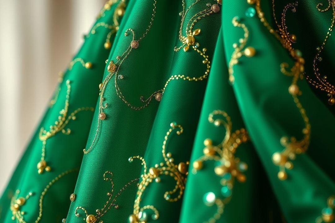Изумрудное платье на девушке с длинными волосами