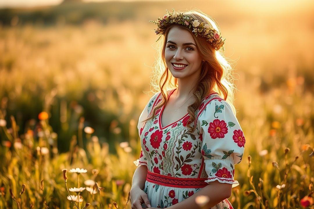 Невеста в платье с этническими орнаментами и асимметричным кроем