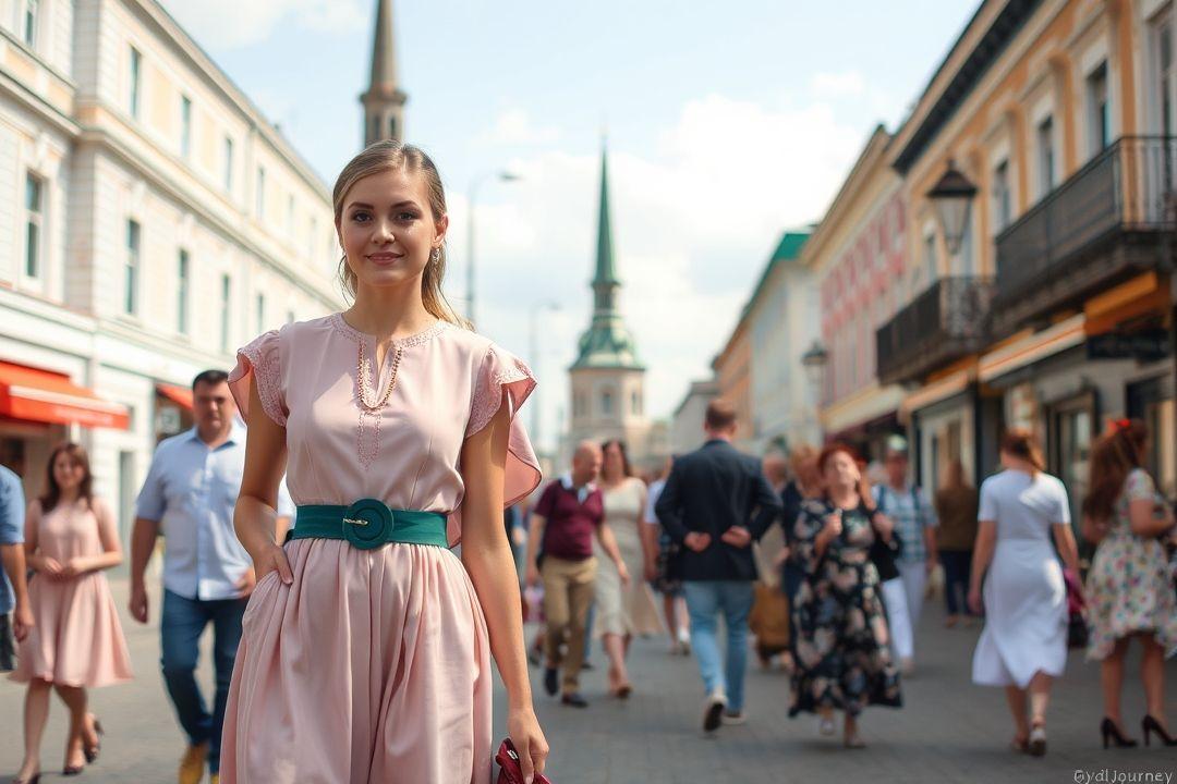 Платье больших размеров, с асимметричным подолом, на фоне вечернего города