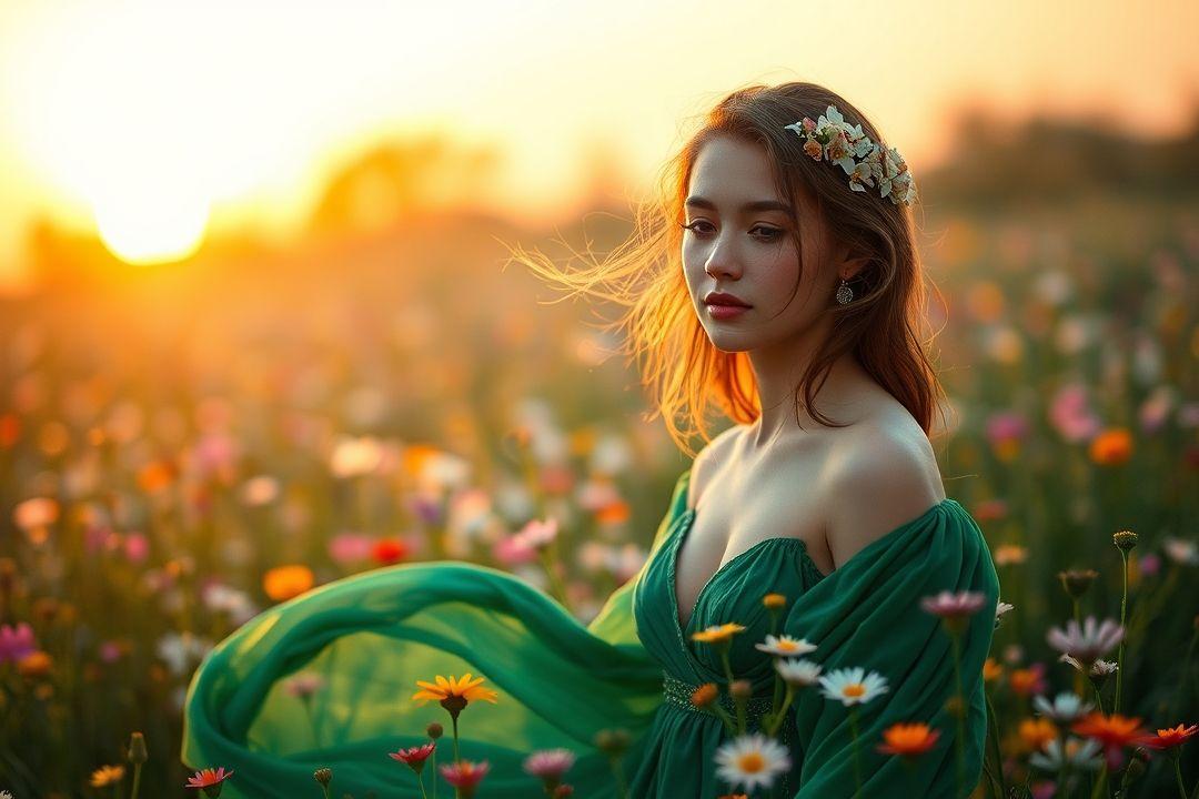 Фотография изумрудного платья на белом фоне