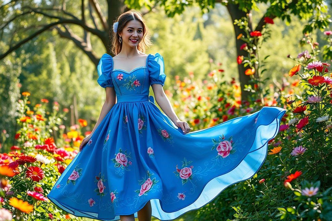 Уютное пышное платье горничной с фартучком