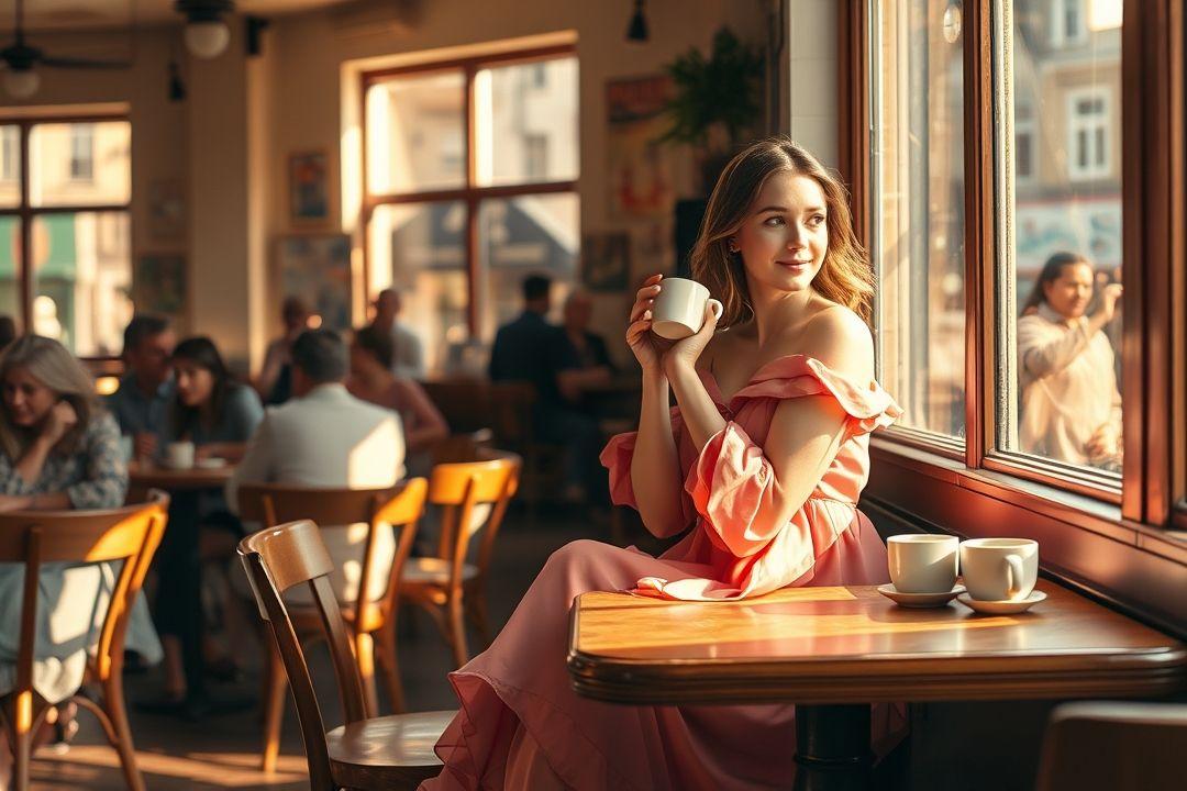 Женщина в кружевном платье, читающая книгу в библиотеке