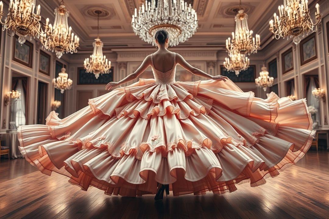  Изящное бальное платье с корсетом и длинными рукавами, украшенное кружевом