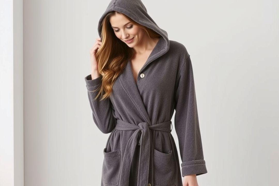  Платье халат с коротким рукавом, сделанное из легкой ткани с пуговицами