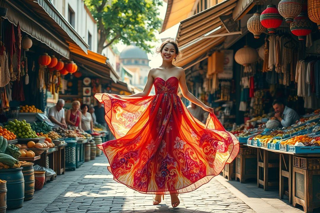 Стильное платье с открытыми плечами на улице