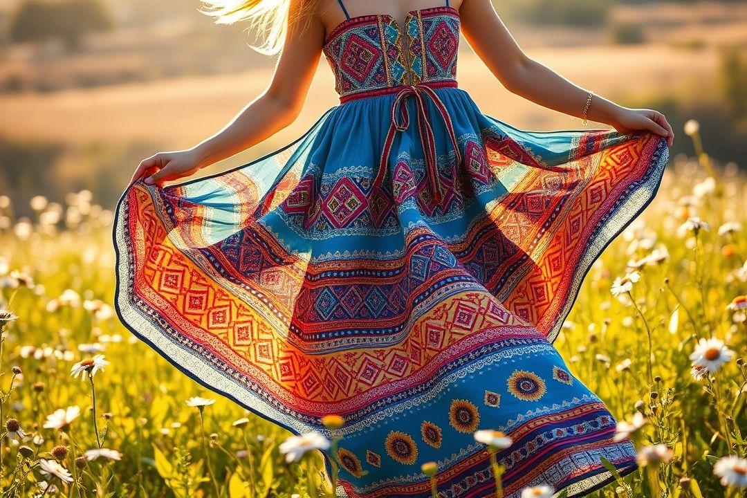 Платье из льна с аппликацией цветочных мотивов