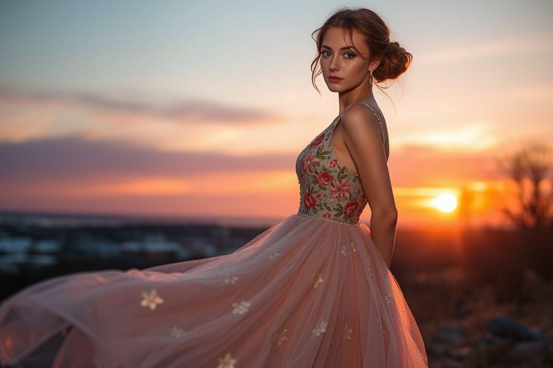 Блеклое платье с длинным рукавом на фоне старинного зеркала