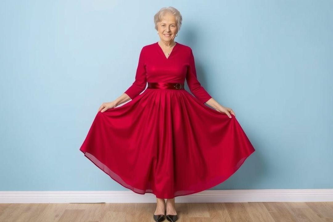 Платье с поясом для женщин 60+