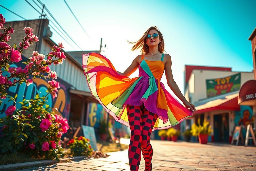Искусственное освещение, чулки и короткое платье
