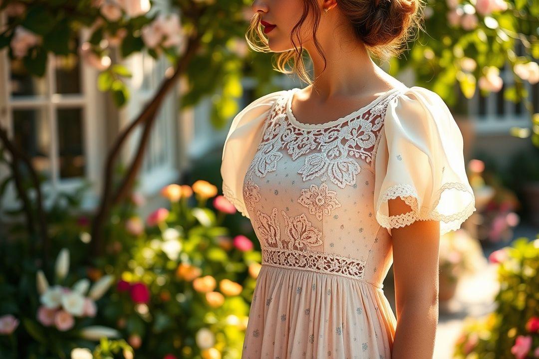  Платье с V-образным вырезом и кружевными вставками по бокам