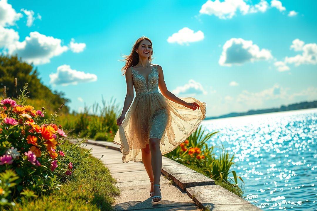 Модель в обтягивающем платье и чулках, сидящая на диване