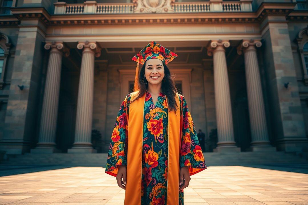  Легкое выпускное платье, пастельного цвета, с ассиметричным подолом, на фоне старинной архитектуры