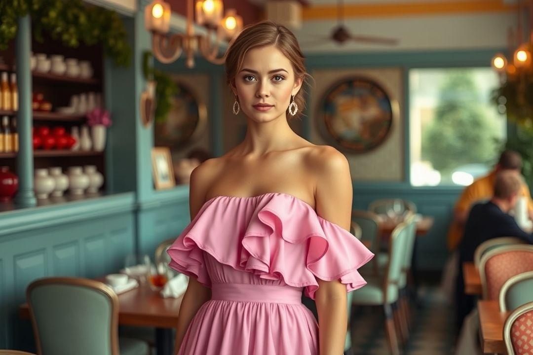  Платье плиссе с поясом на фоне старинного здания