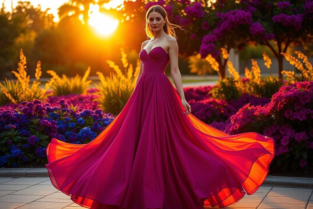  Праздничное платье макси с приталенным кроем и шлейфом из шифона