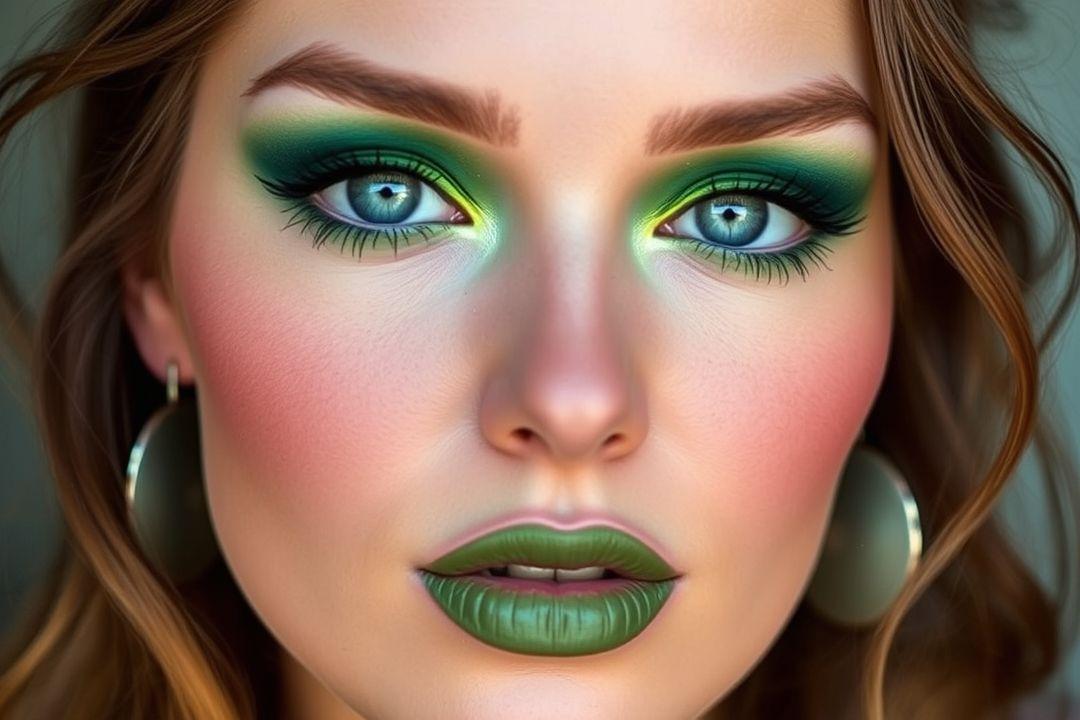 макияж с зеленым глиттером