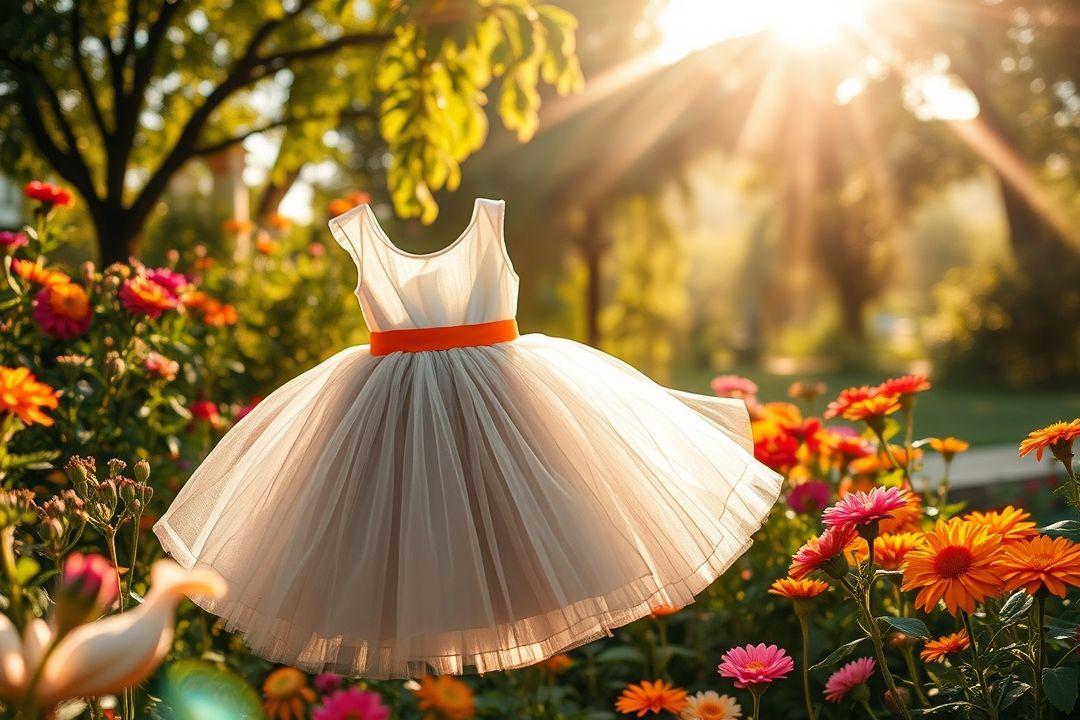 Детское платье из фатина, красное с пышной юбкой
