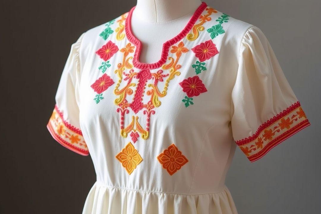 Платье с поясом-кушаком и глубоким декольте