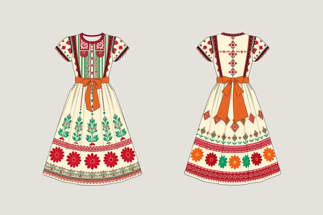 выкройка верхней части платья на фоне швейной машинки