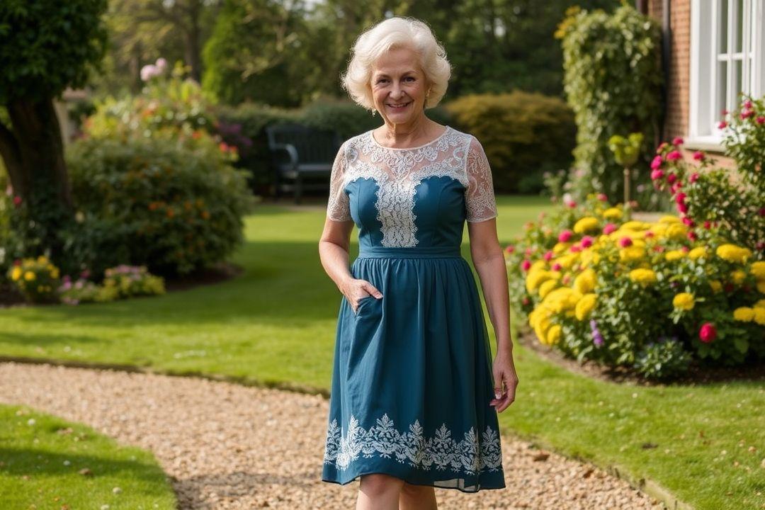 Платье с асимметричным подолом для женщин 60+, модное и стильное