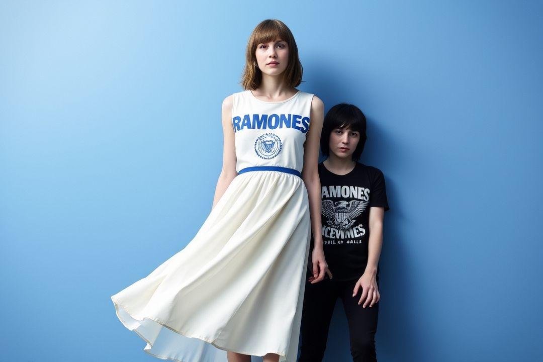 Платье с дизайном Ramones, бело-синее
