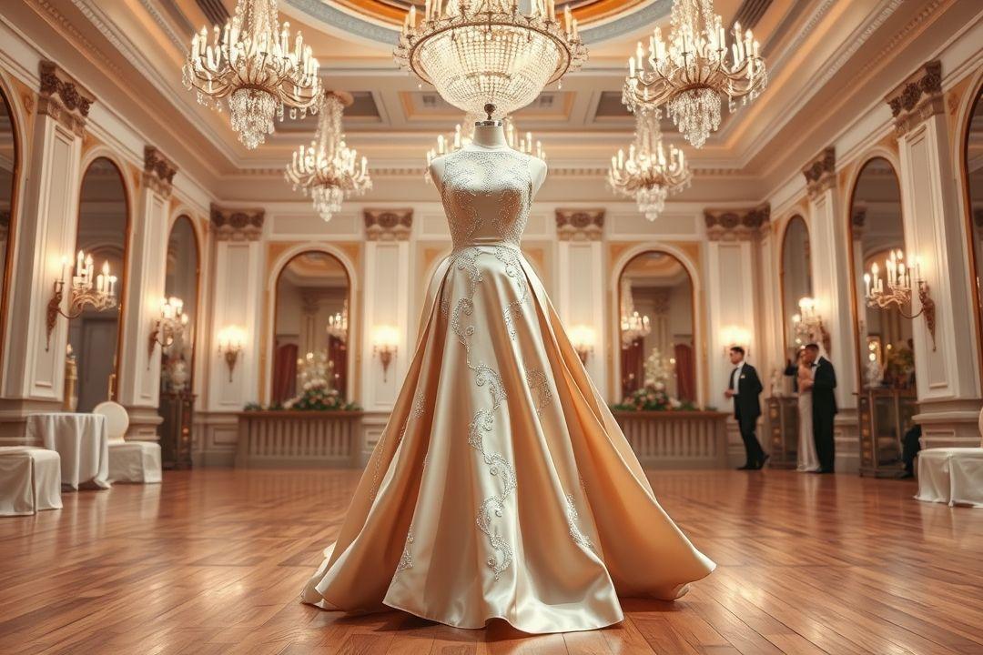  Длинное бальное платье с завышенной талией, светло-желтого цвета, с драпировками и рюшами