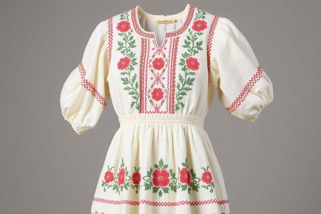 Платье из льна с открытыми плечами на пляже