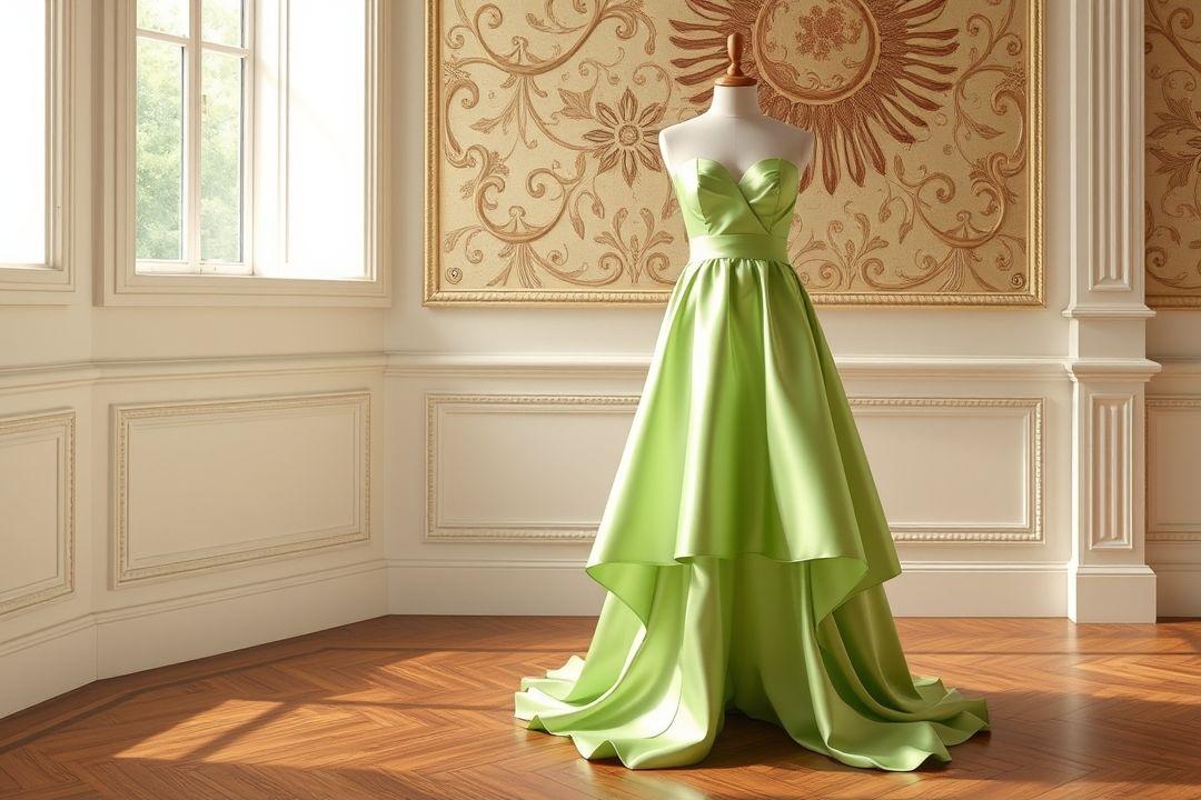  Платье в стиле boho с вышивкой и мягкой тканью зеленого оттенка