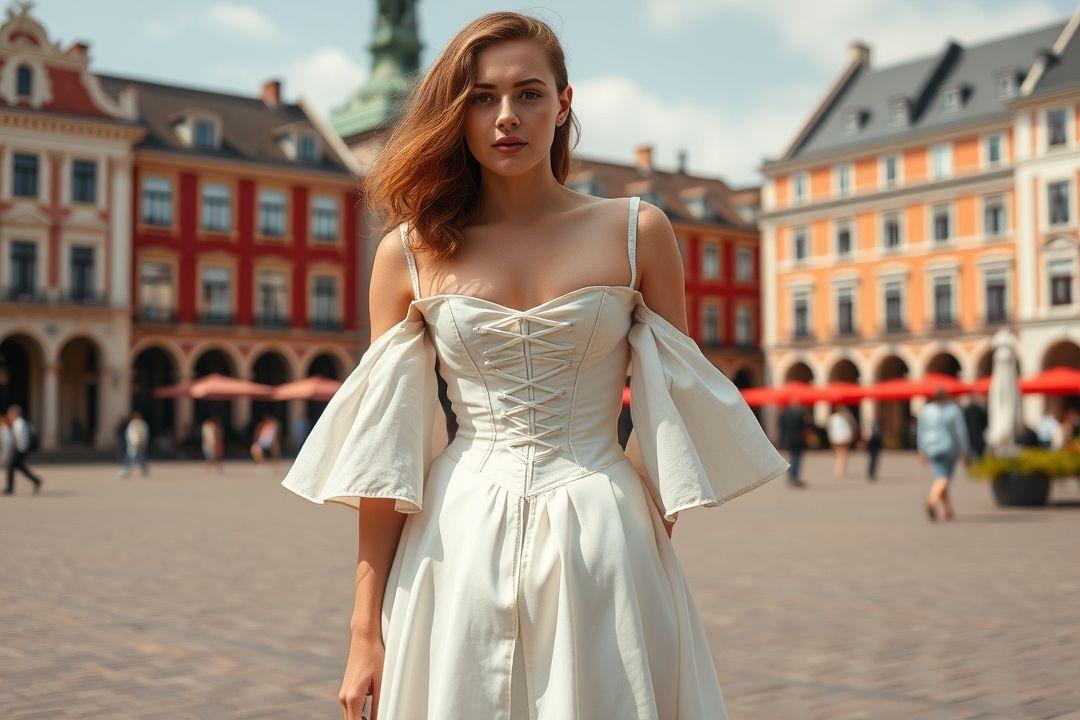Корсетное платье на пляже с солнечными очками и шляпой